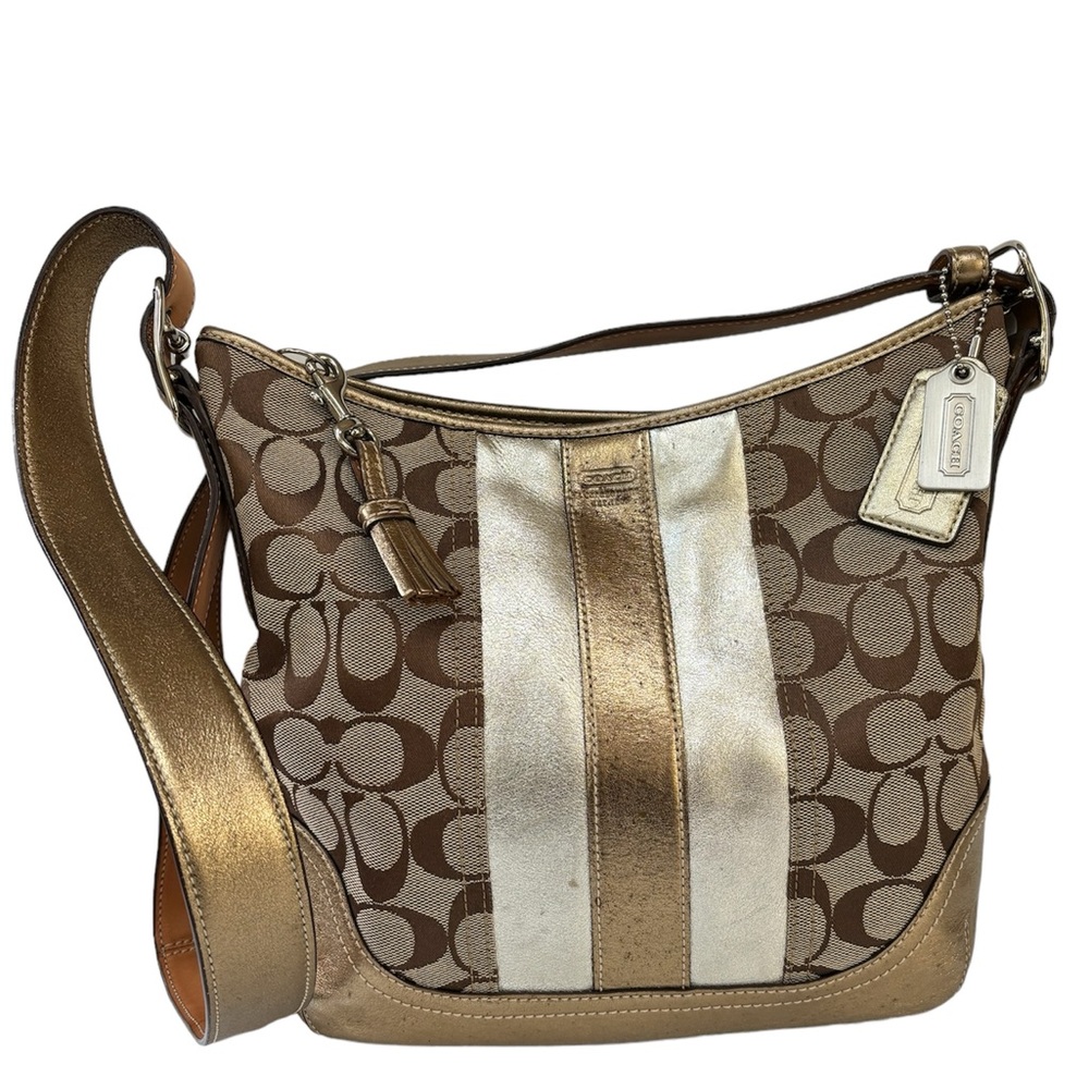 COACH Shoulder Bag 1492 Gold Signature Tassel